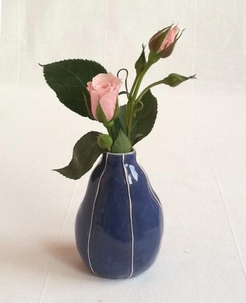 pear shaped bud vase, Danish blue pear shaped bud vase, Danish blue